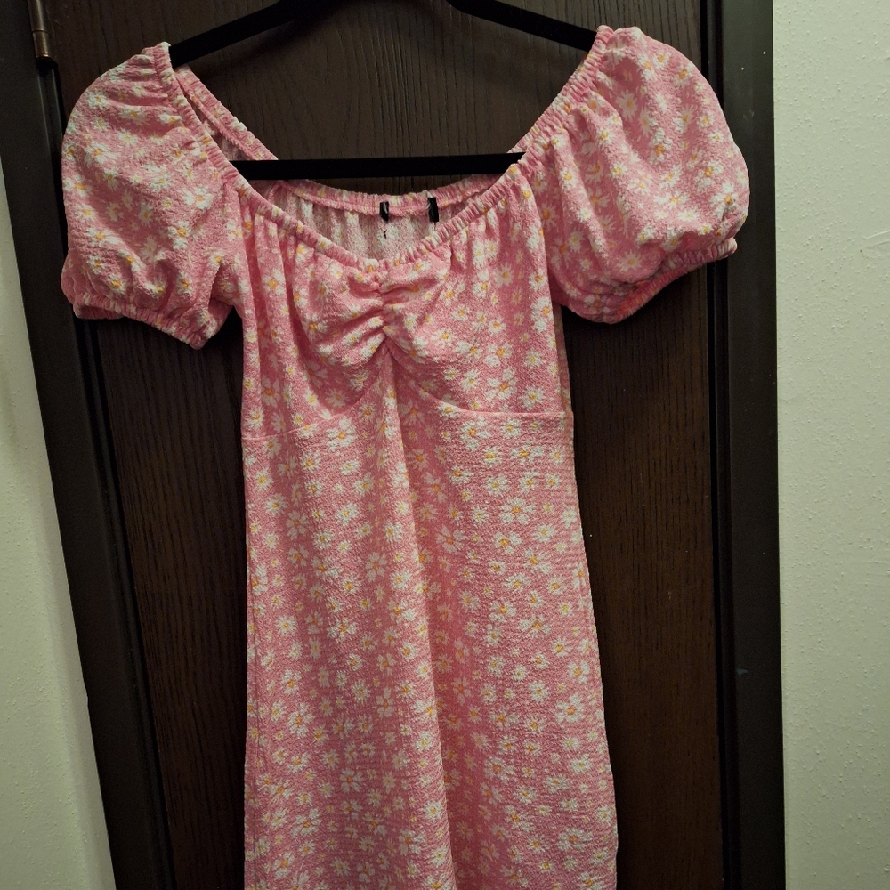 Pink Floral Off-Shoulder Dress In Size XS